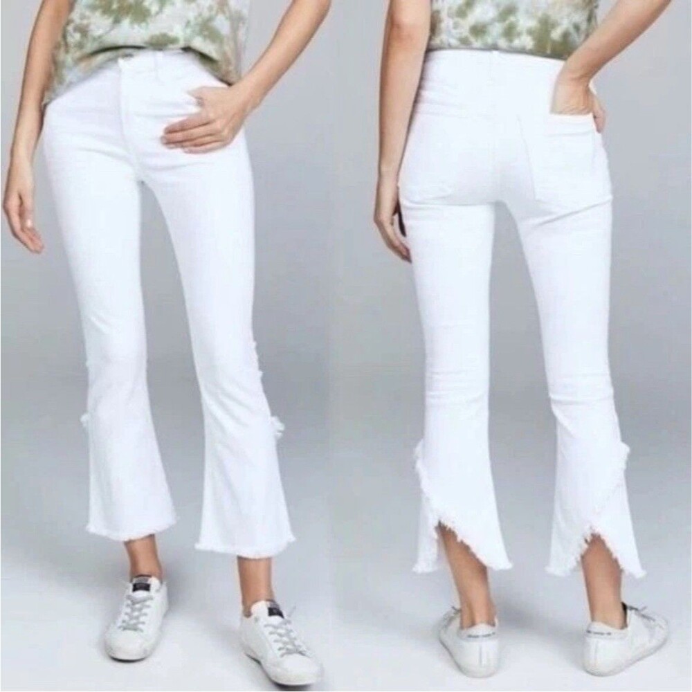 Citizens Of Humanity White Drew Fray Hem Cropped Jeans Size 26